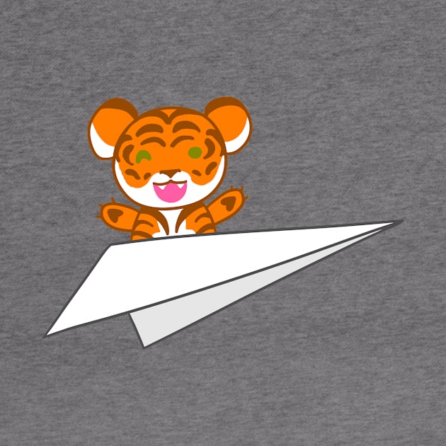 Cute Tiger on a Paper Airplane by icecat8